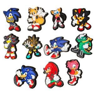 New‎ 11 pcs set Sonic Hedgehog Shoe Charms Anime Clog Boat Japanese 90s Retro